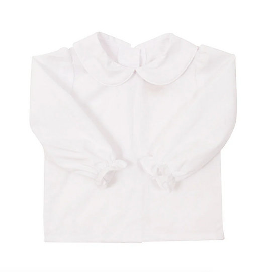 TBBC LS Maudes Peter Pan Collar Shirt/Onesie Broadcloth White