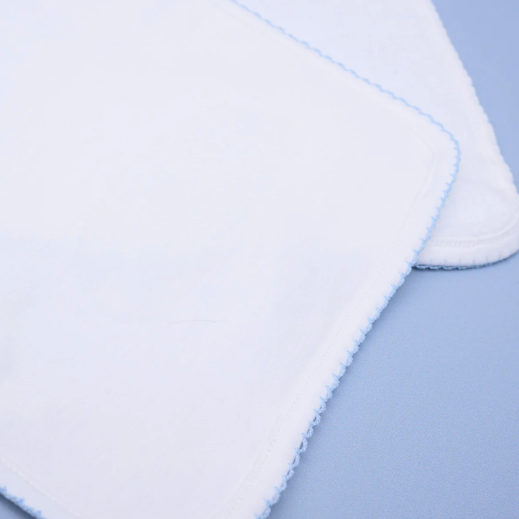 MB Essentials White Burp Cloth with Trim (Pink or Blue)