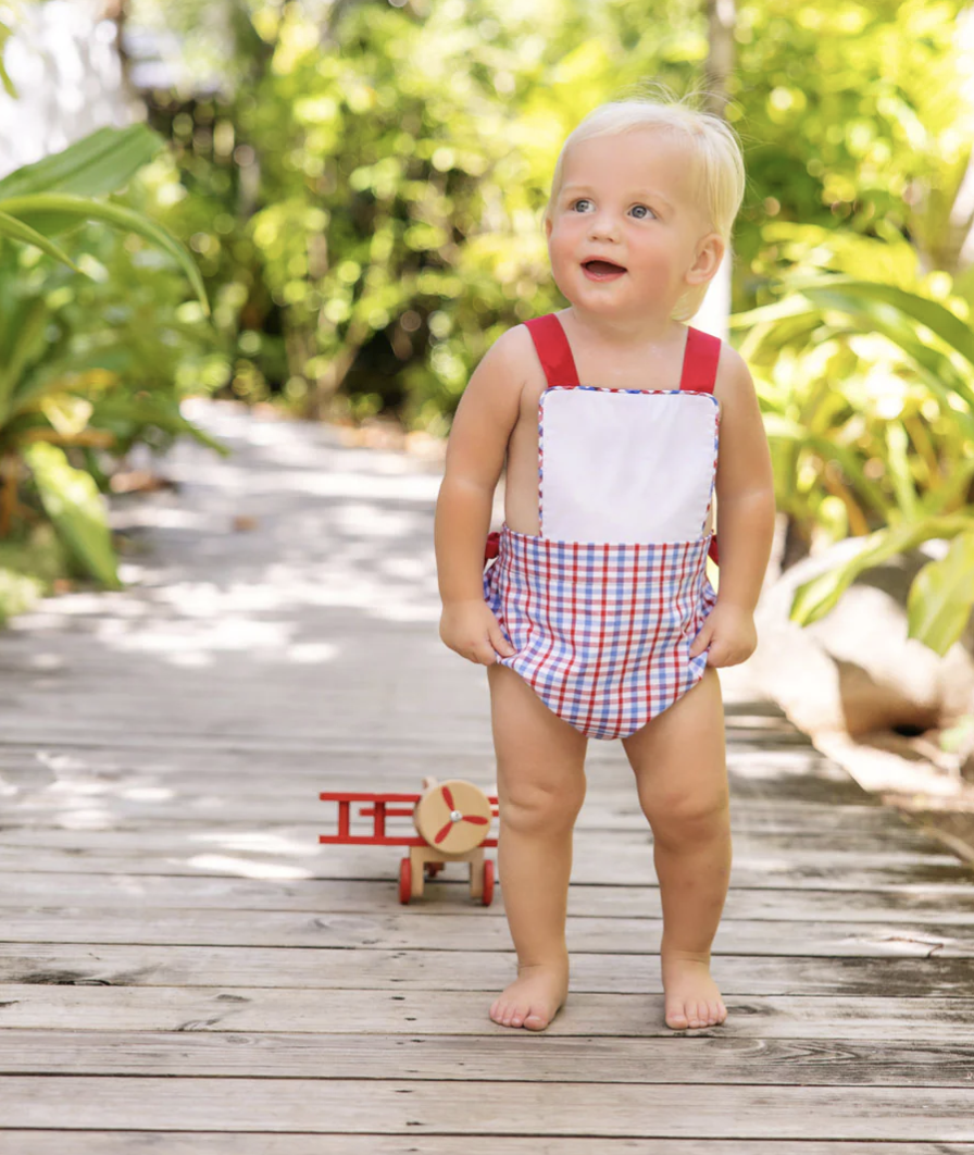 TBBC Sayre Sunsuit Provincetown Plaid/ Richmond Red