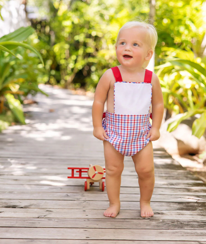 TBBC Sayre Sunsuit Provincetown Plaid/ Richmond Red