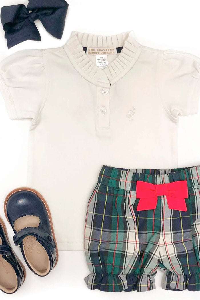 TBBC Little Miss Prim & Proper Polo Puff Sleeve Pearl