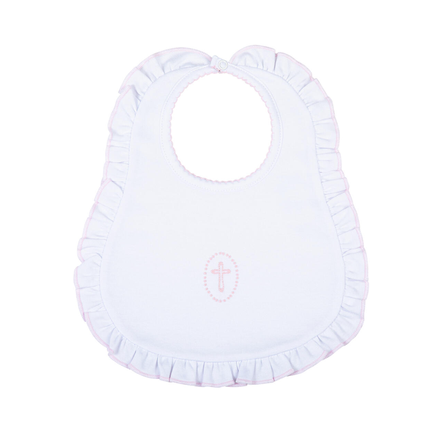 MB Blessed Emb Ruffle Bib (Pink or White)