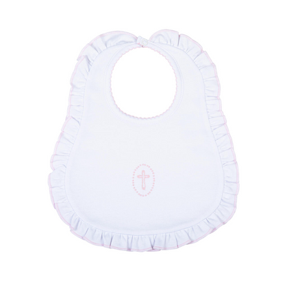 MB Blessed Emb Ruffle Bib (Pink or White)