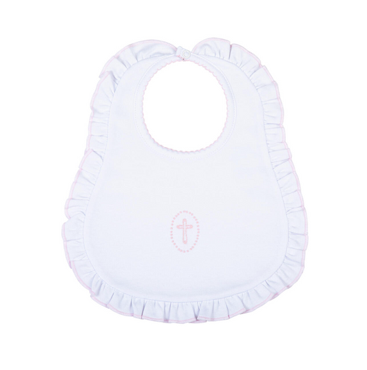 MB Blessed Emb Ruffle Bib (Pink or White)