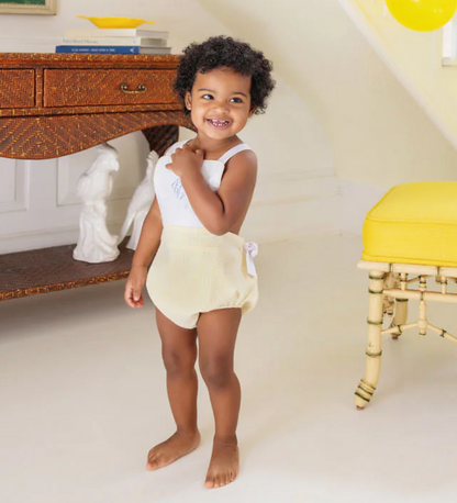 TBBC Sayre Sunsuit Worth Ave White/Seaside Sunny Yellow Seersucker
