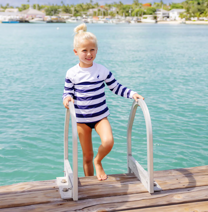TBBC Walker's Wave Spotter Swim Shirt Nantucket Navy Stripe UPF