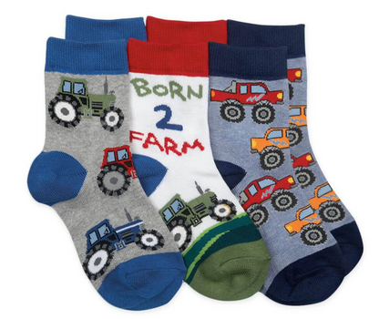 Jefferies Socks Born 2 Farm Pattern Crew Socks 1 Pair