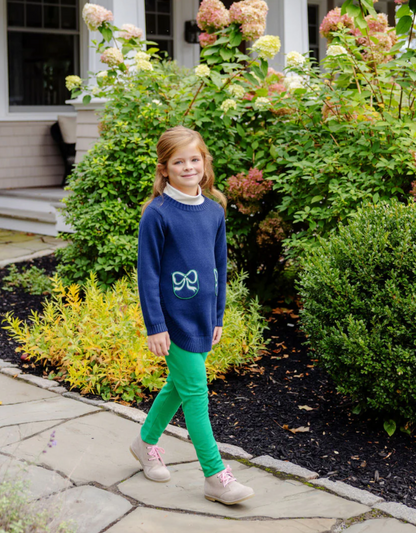TBBC Terrell Tunic Nantucket Navy with Palmetto Pearl & Kiawah Kelly Green Bows