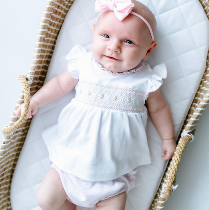 MB Julia Smocked Ruffle Diaper Cover Set Pink