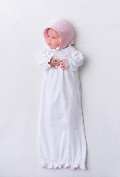 TBBC Sweetly Smocked Greeting Gown - White with Pink or Blue