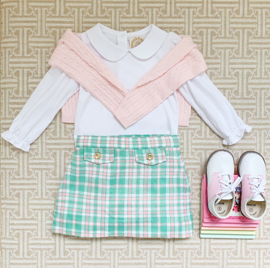 TBBC LS Maudes Peter Pan Collar Shirt/Onesie Broadcloth White