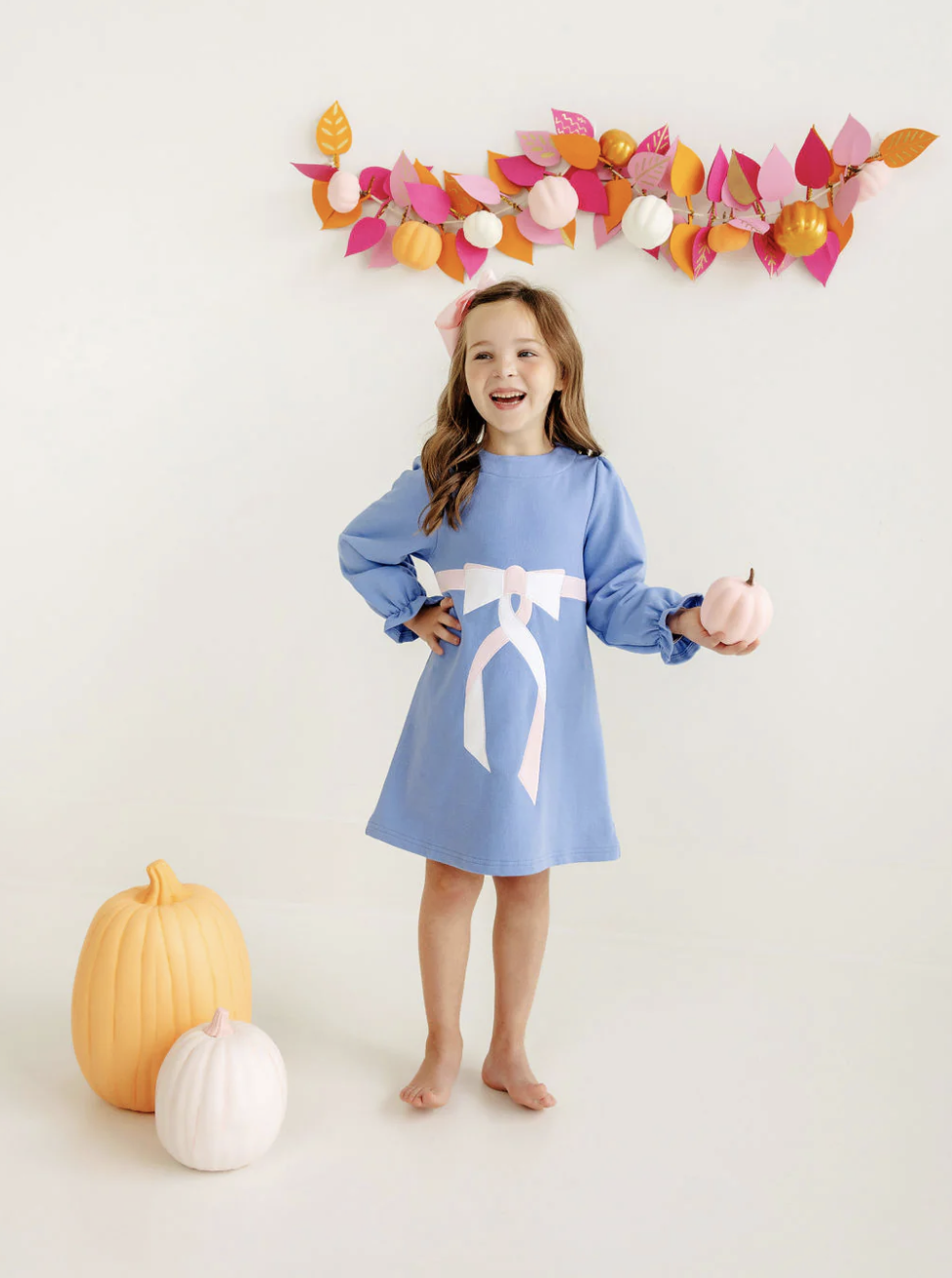 TBBC Eliza's Applique Dress Barbados Blue with Palm Beach Pink & Worth Avenue White Bow