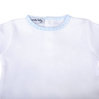 MB New Beginnings Blue Diaper Cover Set, White/LB