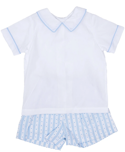 John Blue Stripe Breeze Short Set