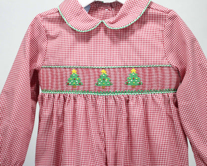 Elias Merry Christmas Tree Smocked Romper