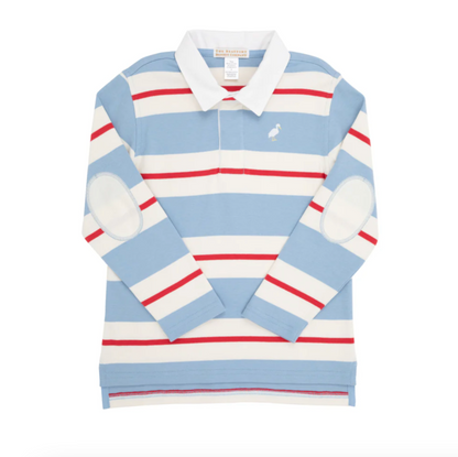 TBBC Rollins Rugby Shirt- Barrington Blue/Richmond Red/PalmettoPearl/White