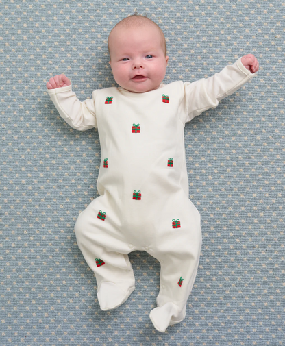 TBBC Rock Me Romper Palmetto Pearl with Present Embroidery (Unisex)