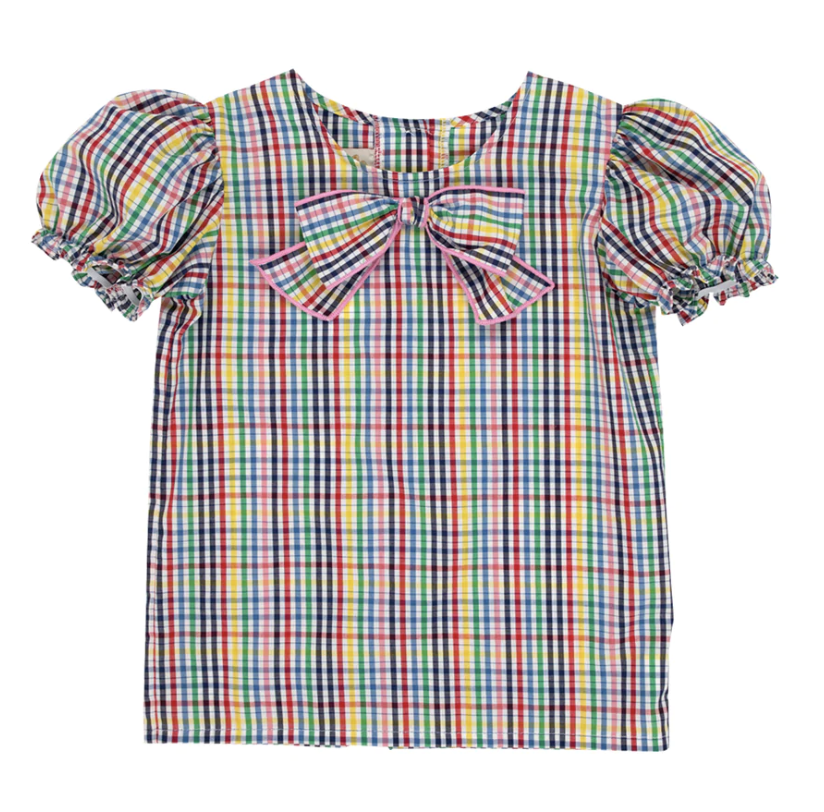 TBBC Beatrice Bow Blouse SS Paint Set Plaid/HHP