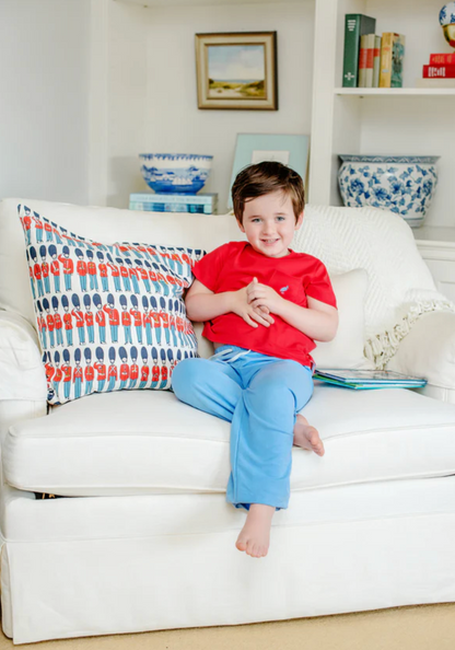 TBBC Richmond Red Carter Crewneck Pocket with Park City Periwinkle Stork