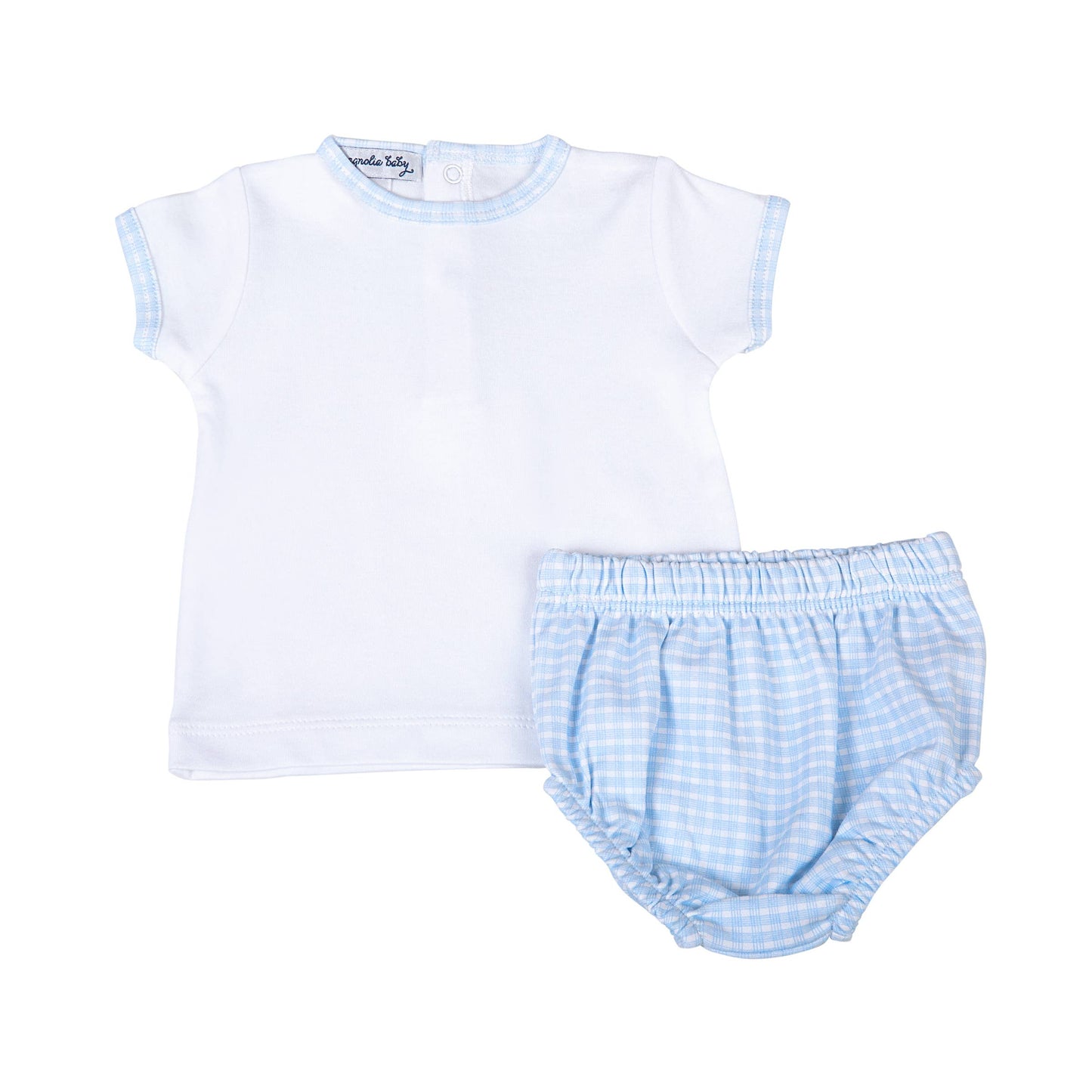MB New Beginnings Blue Diaper Cover Set, White/LB