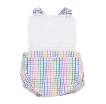 TBBC Sally Sunsuit Colored Pens Plaid/Worth Ave White