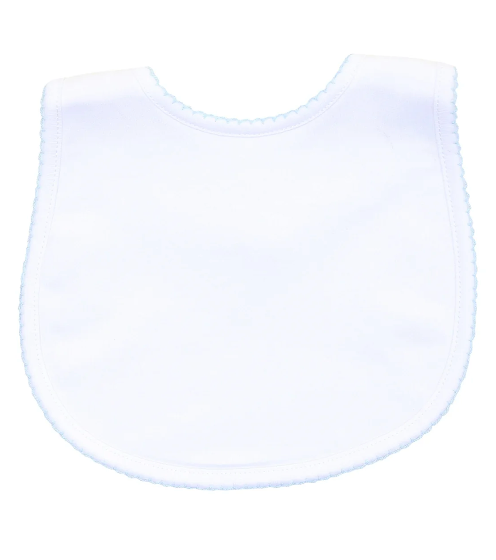 MB Essentials White Bib with Trim (Pink or Blue)