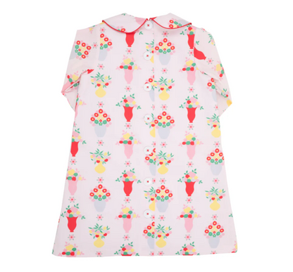 TBBC Lindy's Lunch Dress Broadcloth Pink and Plentiful with Richmond Red