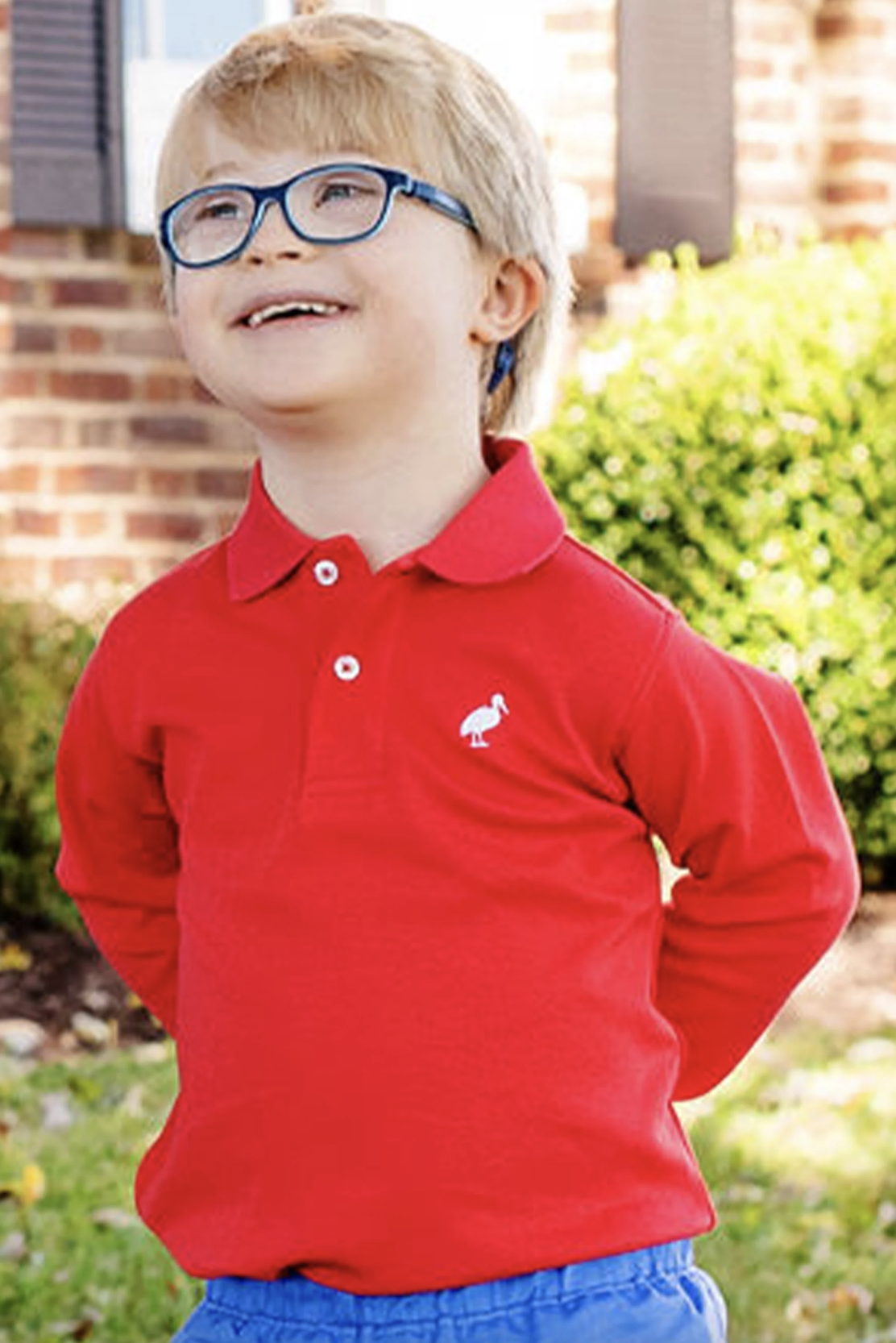 TBBC Long Sleeve Prim & Proper Polo & Onesie Richmond Red with Worth Avenue White Stork