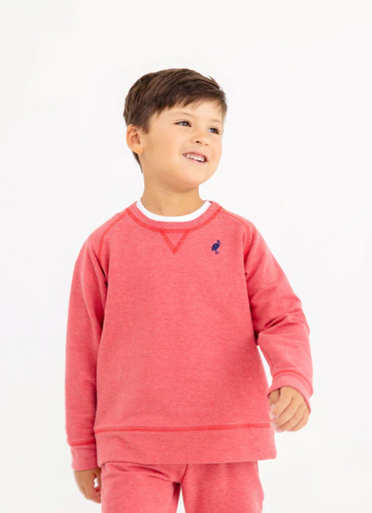 TBBC Cassidy Comfy Crewneck Heathered Richmond Red with Nantucket Navy