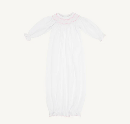 TBBC Sweetly Smocked Greeting Gown - White with Pink or Blue