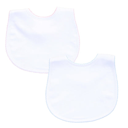 MB Essentials White Bib with Trim (Pink or Blue)
