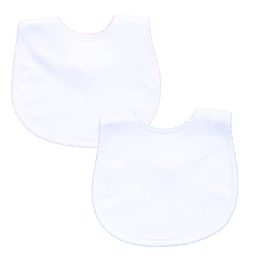 MB Essentials White Bib with Trim (Pink or Blue)