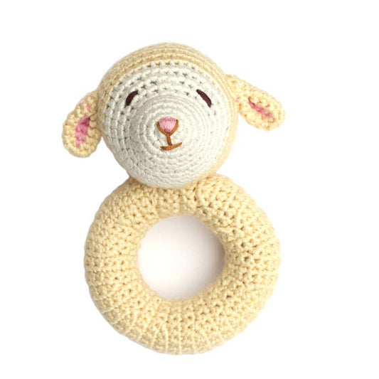 Lamb Ring Hand Crochet Rattle