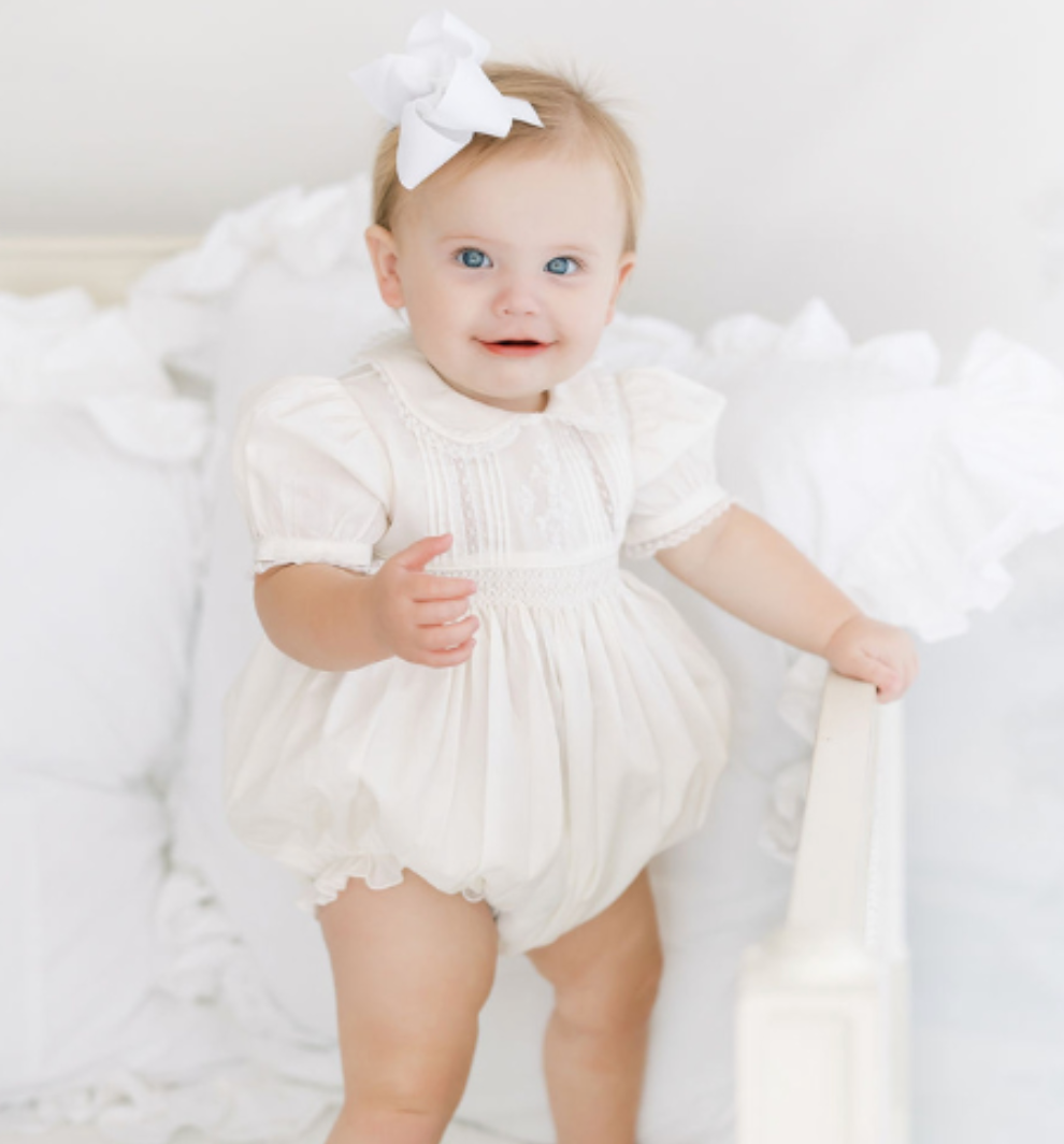 Feltman Girls Wedding Romper White