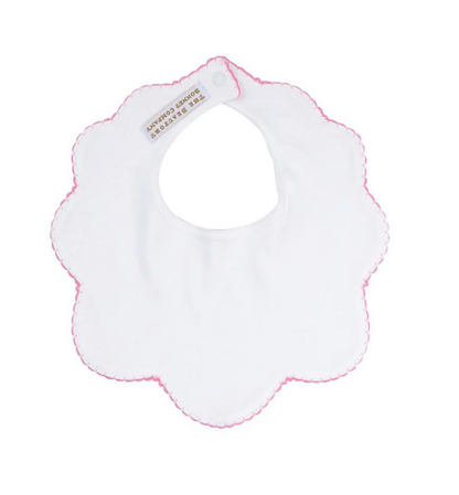 TBBC Bellyful Bib Scallop Picot White with Pink