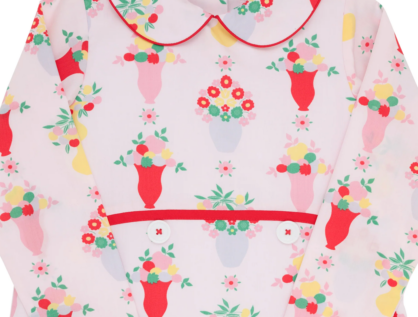 TBBC Lindy's Lunch Dress Broadcloth Pink and Plentiful with Richmond Red