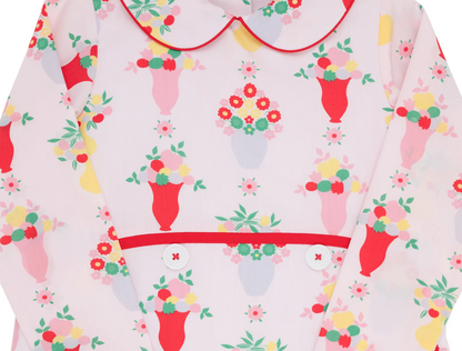 TBBC Lindy's Lunch Dress Broadcloth Pink and Plentiful with Richmond Red