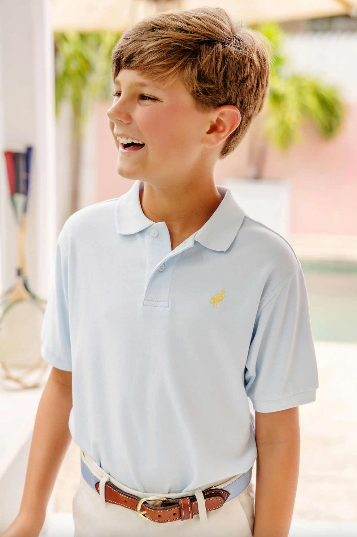 TBBC Prim & Proper Polo Buckhead Blue with Yellow Stork