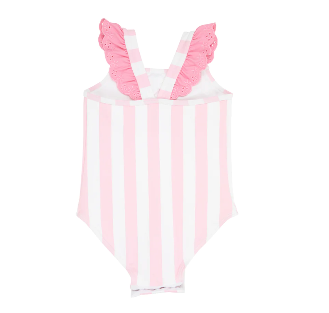 TBBC Long Bay Bathing Suit Caicos Cabana Stripe/Hampton Hot Pink