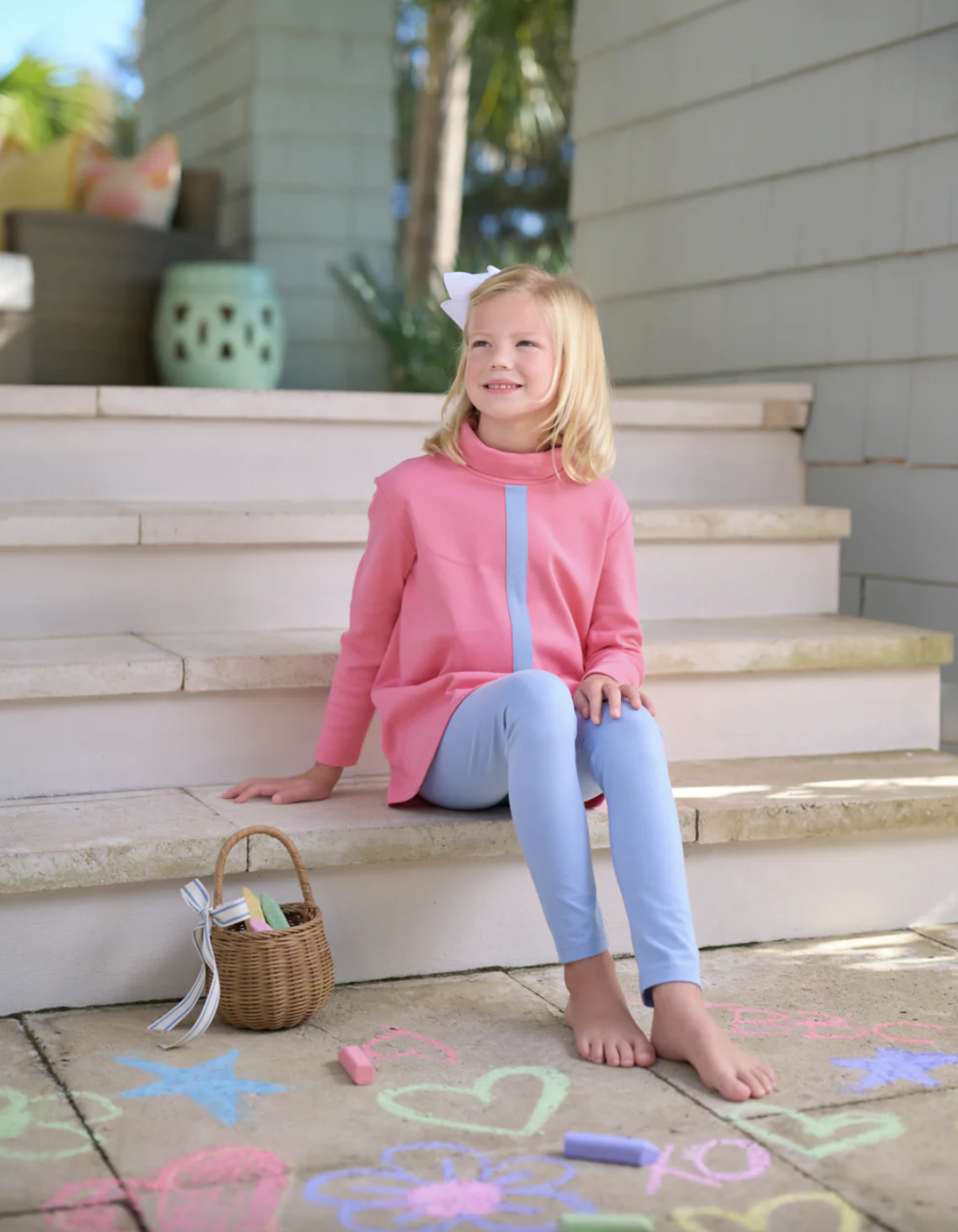 TBBC Tenley Tunic Romany Rose with Barrington Blue Stripe & Stork