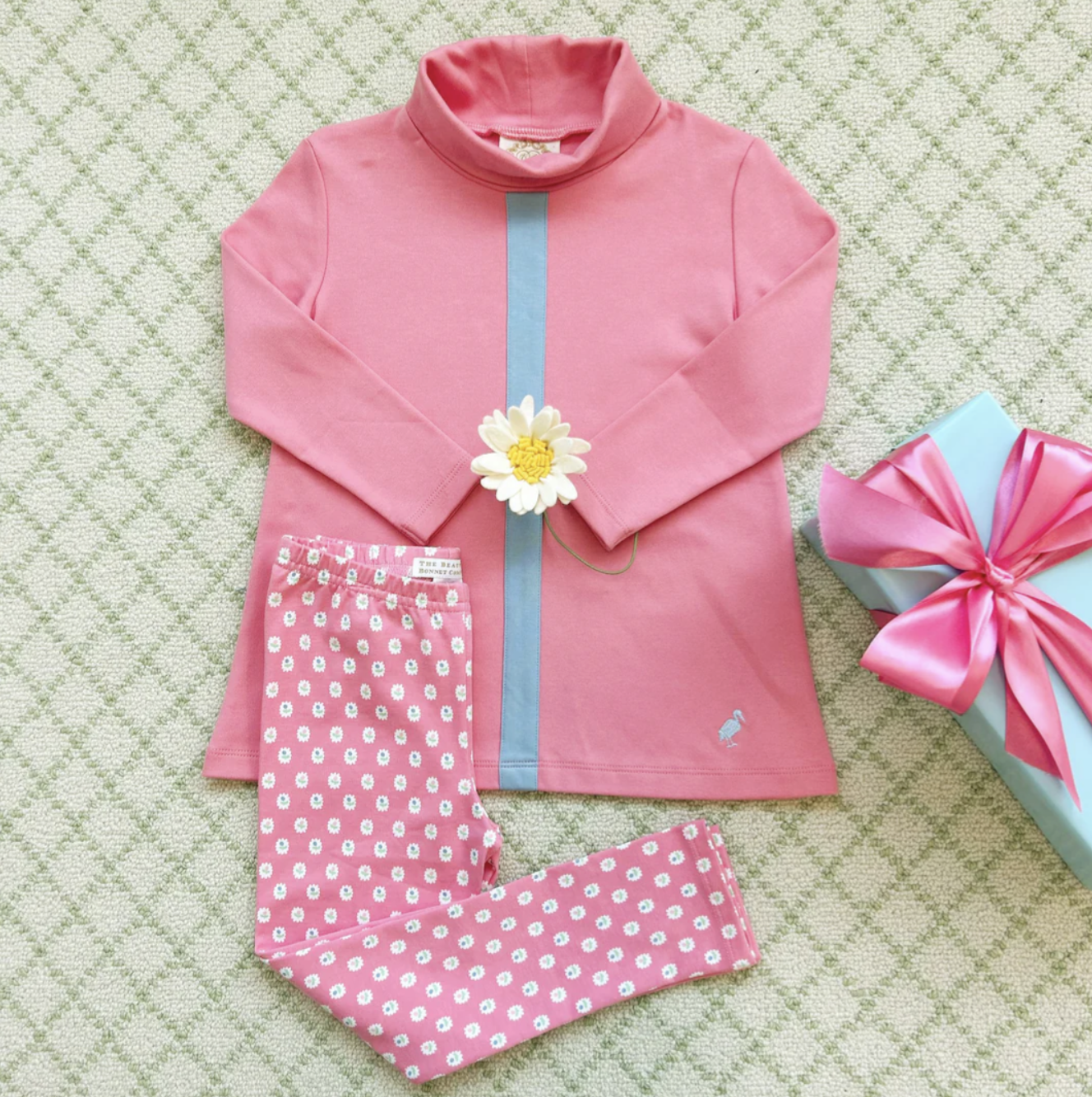 TBBC Tenley Tunic Romany Rose with Barrington Blue Stripe & Stork