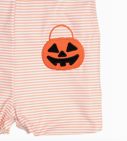 Smockingbird Jackolantern Pockets Striped Knit Shortall
