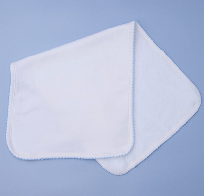 MB Essentials White Burp Cloth with Trim (Pink or Blue)