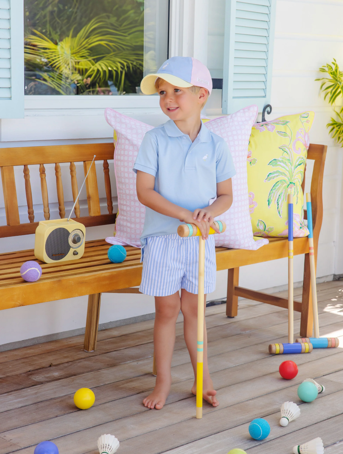 TBBC Sheffield Shorts Beale St Blue Stripe with Grace Bay Green