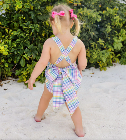 TBBC Sally Sunsuit Colored Pens Plaid/Worth Ave White