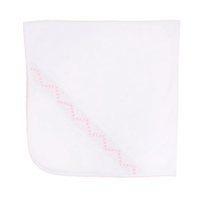 TBBC Sweetly Smocked Blessing Blanket White with Pink or Blue