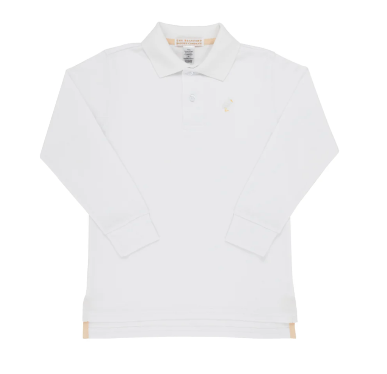 TBBC Long Sleeve Prim & Proper Polo & Onesie Worth Avenue White with Multicolor Stork