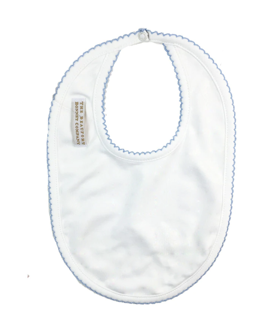 TBBC Bellyful Bib with Picot Trim - Blue Trim