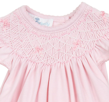 MB Ameila's Classics Pink Solid Bishop Flutters Toddler Dress