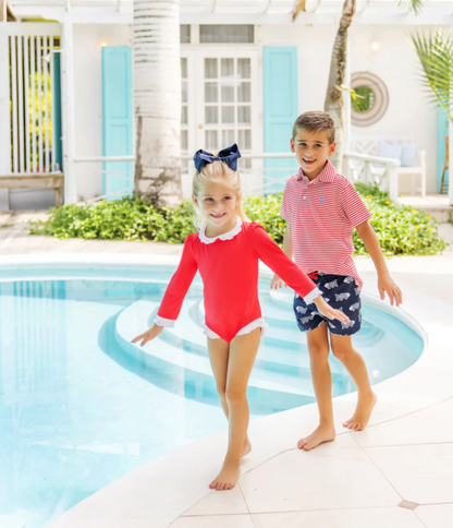 TBBC Sarasota Surf-Suit Richmond Red/ Worth Avenue White
